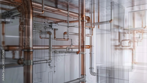 plumbing architect drawing design,generative ai