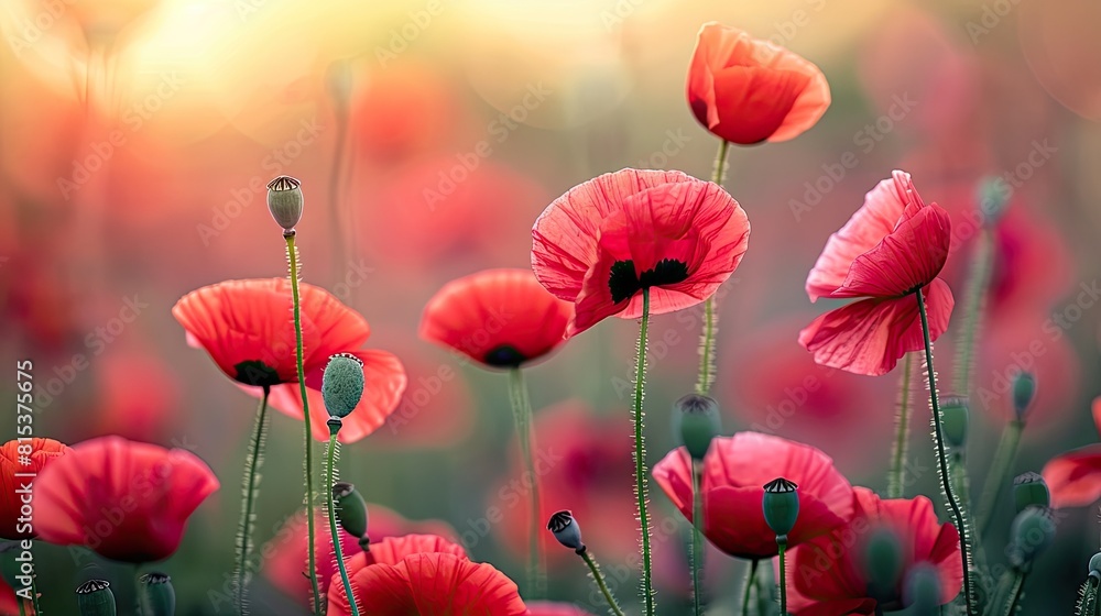 Obraz premium The field is adorned with vibrant poppy blossoms