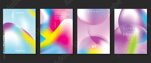 Fluid gradient background vector. Cute and minimal style posters with colorful, geometric shapes, liquid color. Modern wallpaper design for social media, idol poster, banner, flyer. 