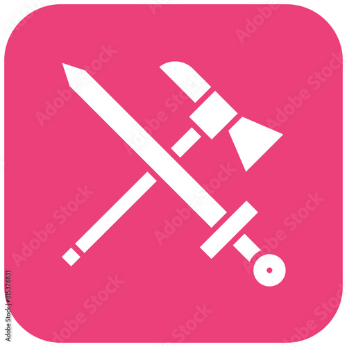 Axe And Sword icon vector image. Can be used for Vikings.