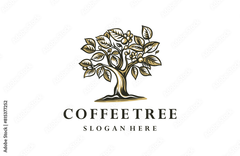 Obraz premium Coffee tree logo icon design template vector illustration