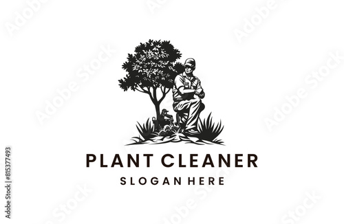 Plant cleaner logo icon design template vector illustration