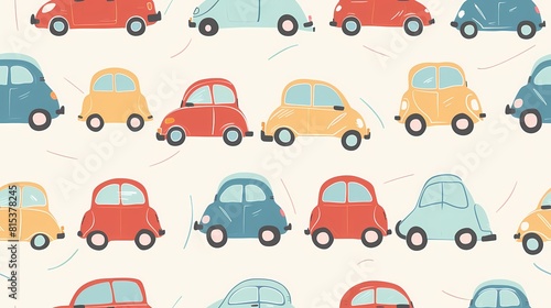 Colorful vintage cars in a fun retro pattern