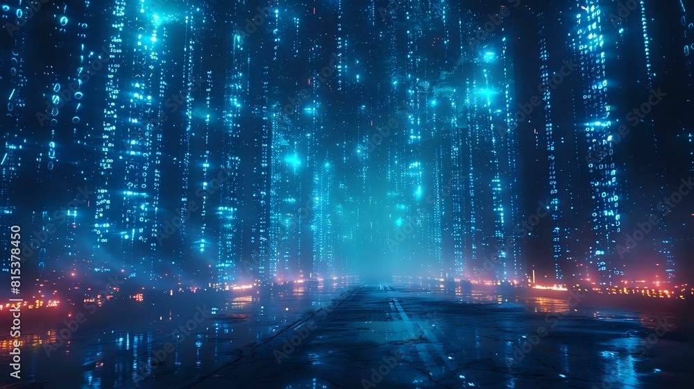 Cybernetic Visions: A Futuristic Composition in Deep Blues and Cyan