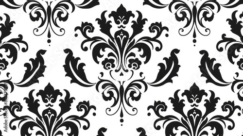 Black pattern on a white background Seamless design for fashion textile wallpaper wrapping fabric and home decoration Basic repeating design photo