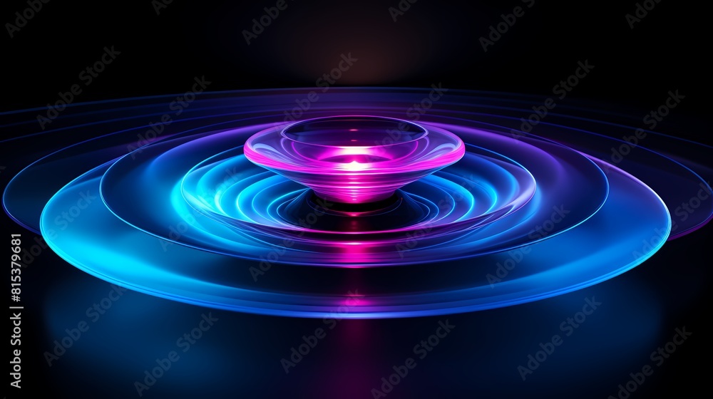 Fototapeta premium Digital technology blue and purple rotating disk poster PPT background