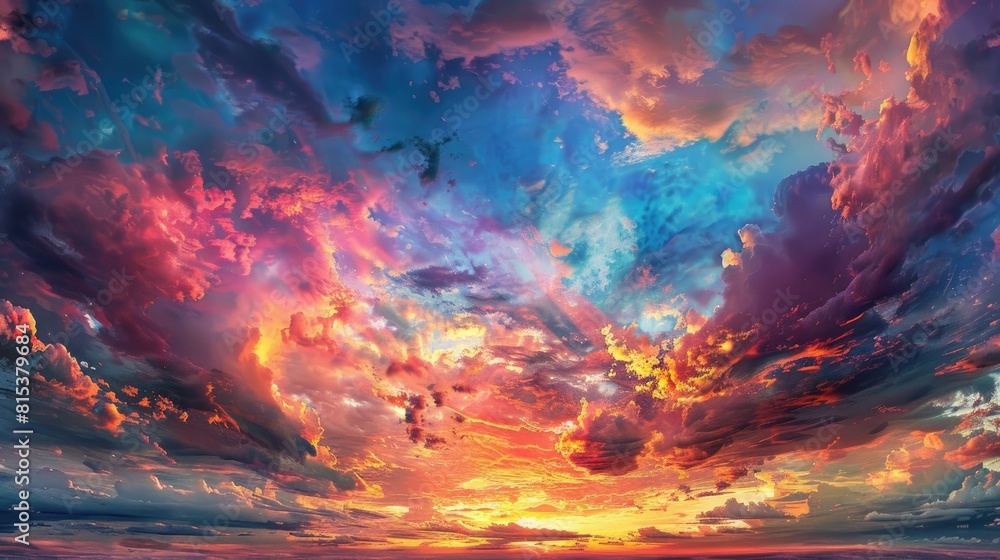 Engaging scenery of a colorful sky Vibrant twilight hues blending in with dramatic sunset clouds Engaging scenery of a colorful sky Vibrant twilight hues blending in with dramatic sunset clouds