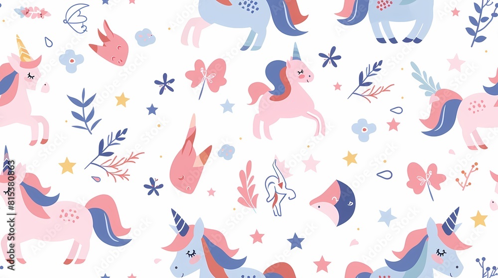Whimsical unicorns and stars in a pastel dreamland Whimsical unicorns and stars in a pastel dreamland