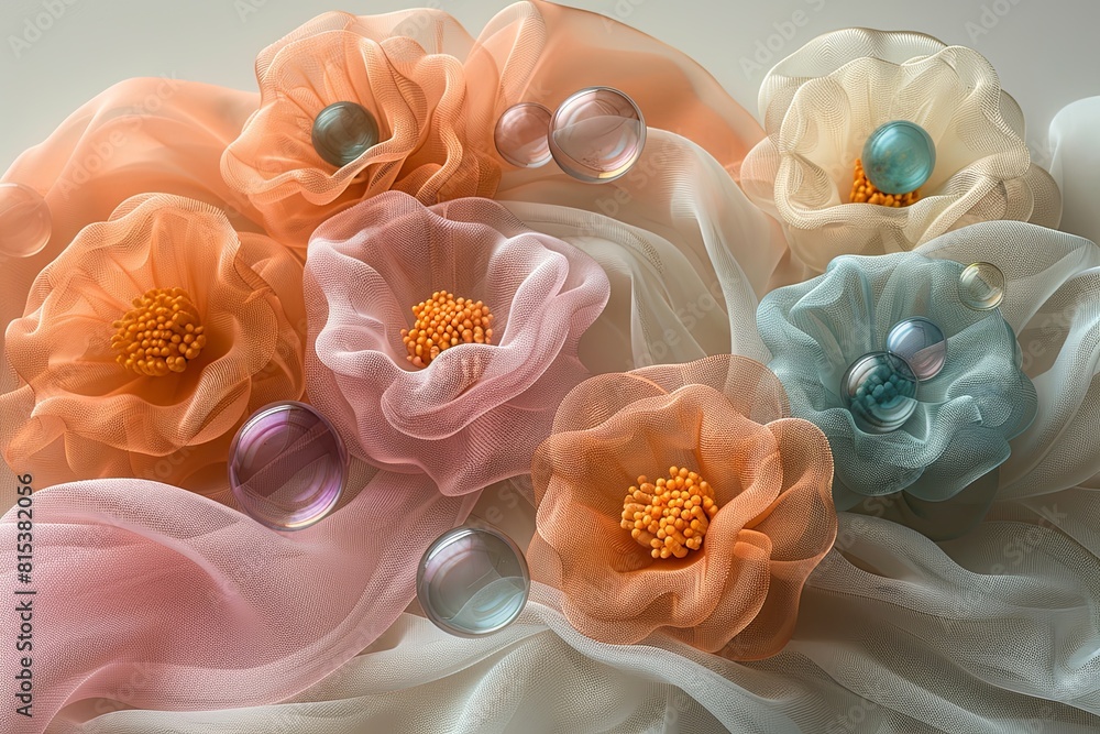 Pastel Bubbles: Delicate Mesh Sculpture Capturing Graceful Float Pastel Bubbles: Delicate Mesh Sculpture Capturing Graceful Float