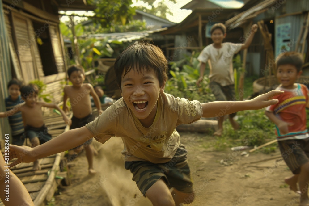 Unidentified children playing in a village of Koh Chang, Thailand. Unidentified children playing in a village of Koh Chang, Thailand.