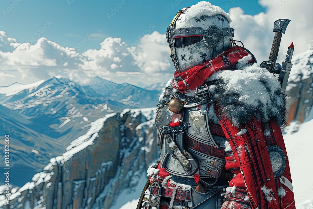 Fractal Snow Master: Viking-Themed Naturepunk Tarot Card