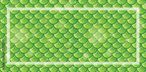 Seamless green scales design with decorative border
