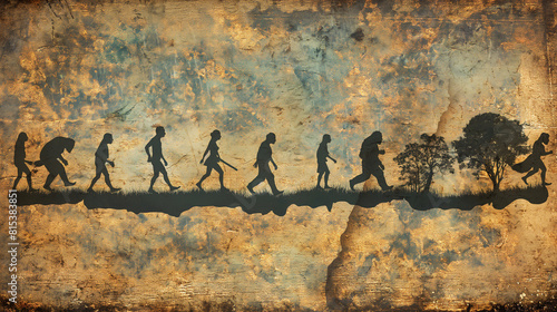 The evolution of man from ape to modern man.