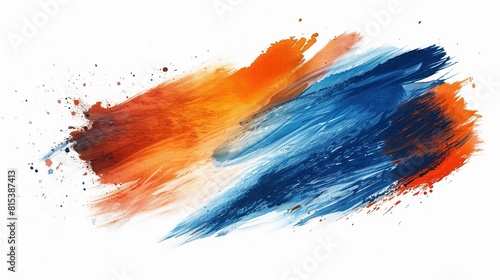 watercolor splashes on white background, Orange and Blue paint strokes isolated on a white background for creative and artistic design projects and ideas