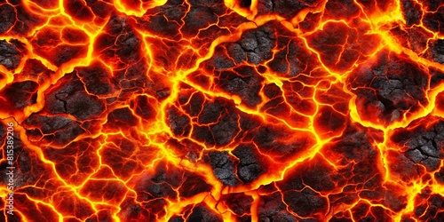Intense Lava Texture Fire Background with Rock Volcano and Magma - High-Quality Image for Professional Projects