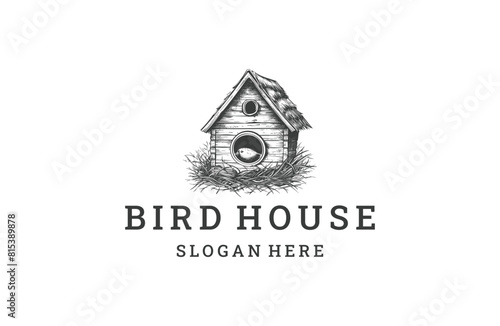 Bird house logo template vector illustration design photo