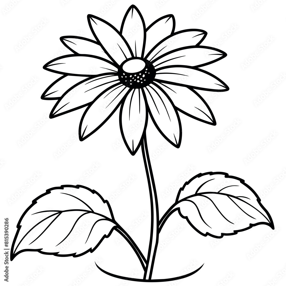 Obraz premium Black Eyed Susan flower outline illustration coloring book page design, Azalea flower black and white line art drawing coloring book pages for children and adults 
