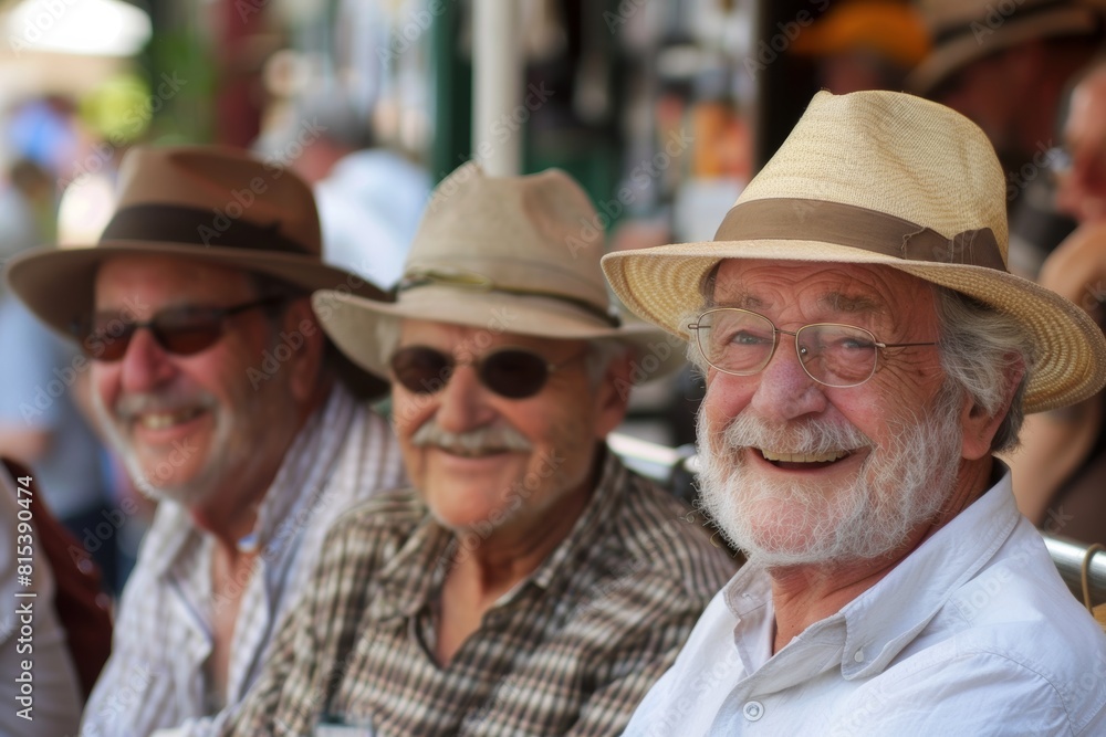 Portrait of a senior man in a hat and glasses in the street. Portrait of a senior man in a hat and glasses in the street.