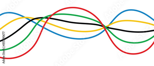 Abstract colorful wave background with Olympics lines colors isolated with white background. eps 10