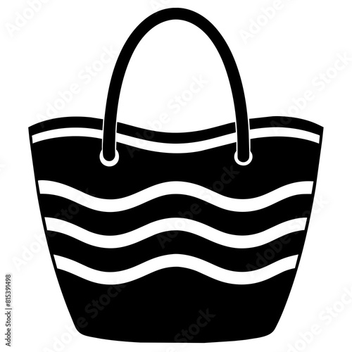 Beach bag icon vector silhouette illustration