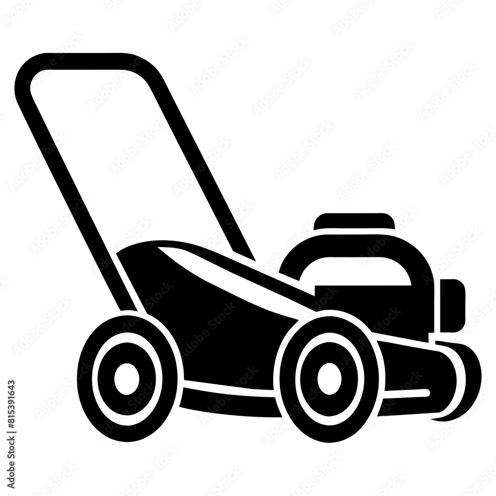 Lawn mower vector icon silhouette illustration Lawn mower vector icon silhouette illustration