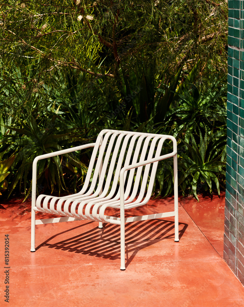 Lounge Chair Low sky grey with garden furniture during summer Lounge Chair Low sky grey with garden furniture during summer