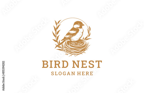 Bird nest logo template vector illustration design