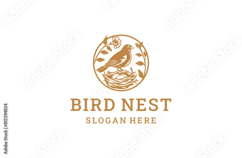 Bird nest logo template vector illustration design