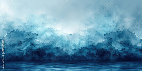 Abstract background of stormy ocean waves, blue and white colors. Created with Ai