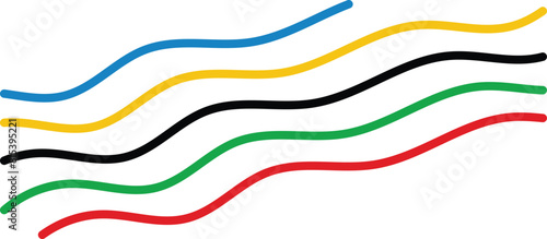Abstract colorful wave background with Olympics lines colors isolated with white background. eps 10