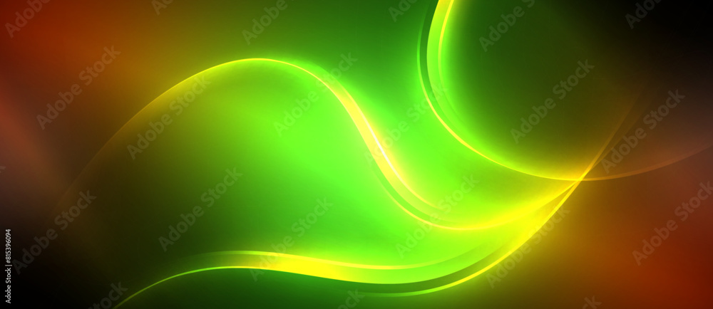 A neon green and electric blue wave illuminates a black background, creating a striking visual effect reminiscent of gas patterns in terrestrial plants, with graphics that resemble flowing water A neon green and electric blue wave illuminates a black background, creating a striking visual effect reminiscent of gas patterns in terrestrial plants, with graphics that resemble flowing water