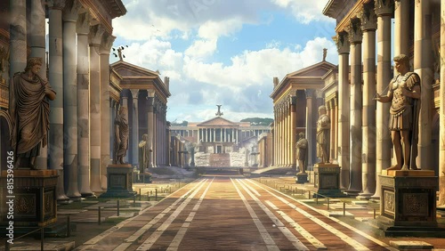 ancient roman city at daytime. animation seamless 4k video looping background. generated with ai	
 photo