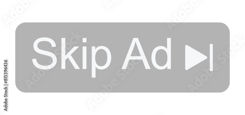 Skip ad button. skip advertisement transparent png button for website, online video player. vector illustration