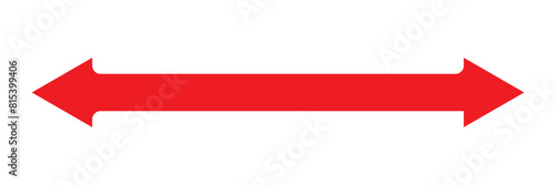 Horizontal dual thin long straight double ended arrow red. Contour isolated vector image on white background in eps 10. photo