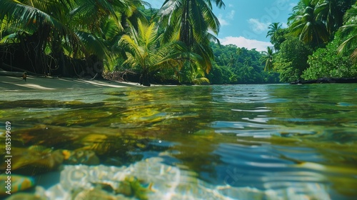 Clear Waters and Vibrant Nature  A Tropical Beach Paradise