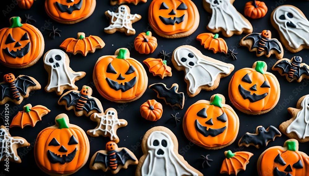 halloween cookies black background