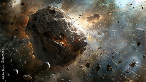 A hazardous asteroid is on a collision course with Earth classified as a potentially hazardous object PHO and identified as a stony iron meteorite within our solar system This composite ima