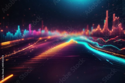 Arrow graph futuristic background with digital transition describing big data and economic growth photo
