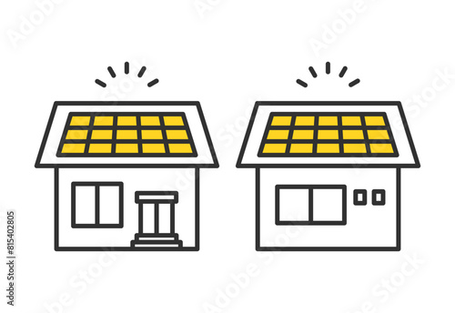 太陽光発電のついた家　イラストセット