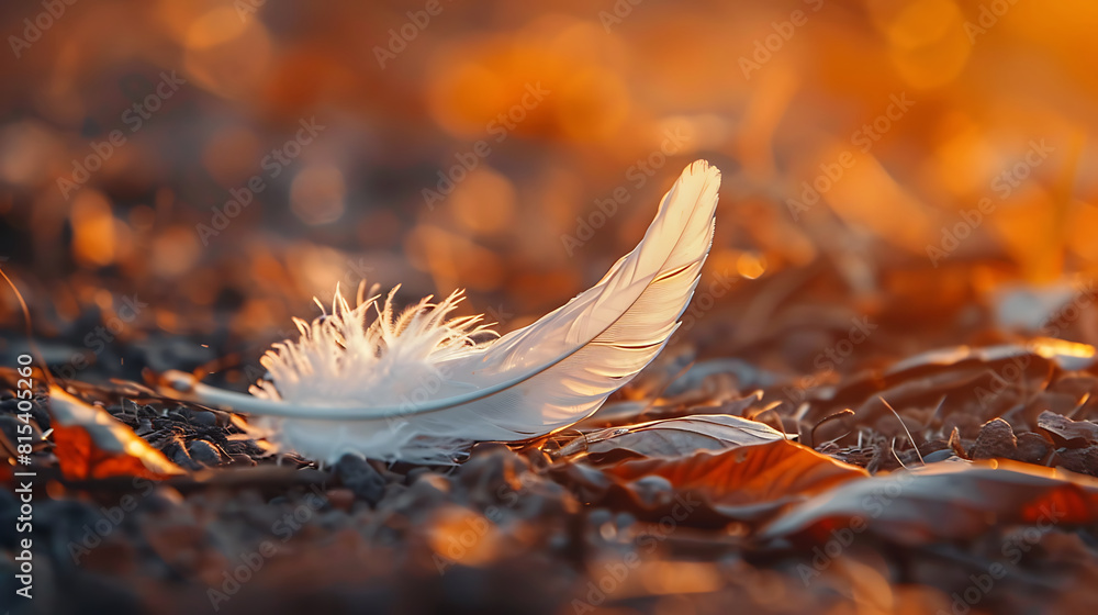 A feather falling slowly to the ground, symbolizing the gentle nature of silence. Generative AI illustration A feather falling slowly to the ground, symbolizing the gentle nature of silence. Generative AI illustration