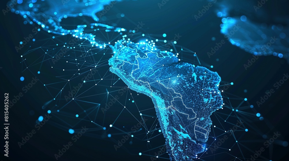 South America Digital Map: Cyber Technology and Global Network Connectivity