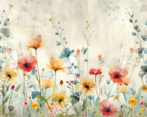 A watercolor wallpaper design with abstract, colorful elements inspired by the oceans depth and fluidity Generative AI