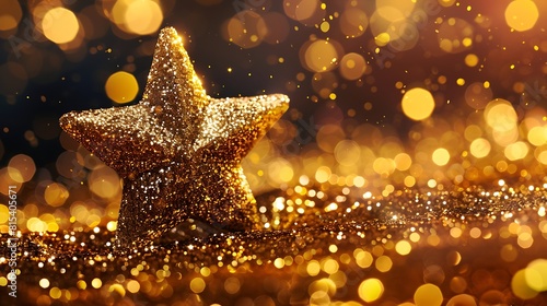 Gold glitter star shape new year