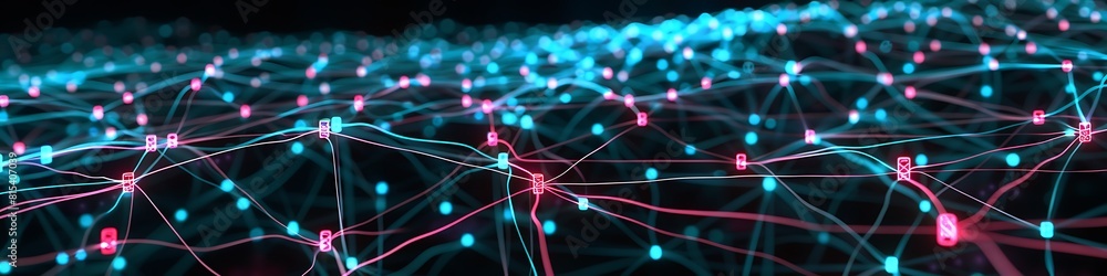 An abstract landscape depicting a complex web of data connections An abstract landscape depicting a complex web of data connections