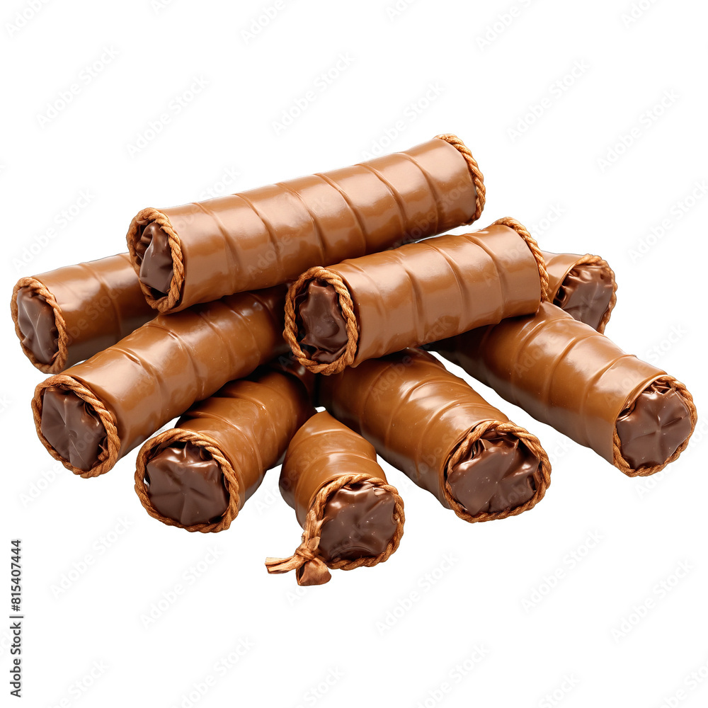 Tootsie Rolls unwrapping and stretching in a chewy chocolate display with long pliable ropes twisting Tootsie Rolls unwrapping and stretching in a chewy chocolate display with long pliable ropes twisting