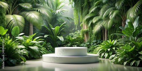 Green Nature 3D Forest Podium Background