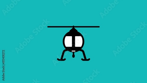 Helicopter icon fly animation  video.
