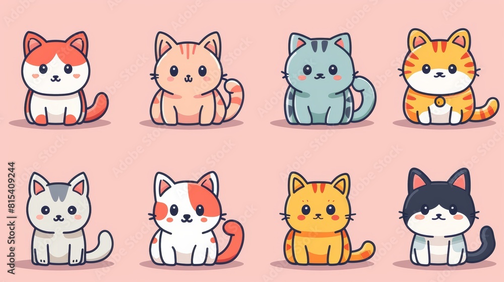 Set of funny cartoon cats Set of funny cartoon cats