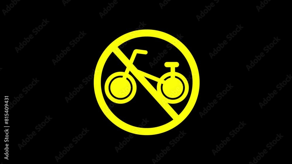 No bicycles warning sign. animation video. No bicycles warning sign. animation video.