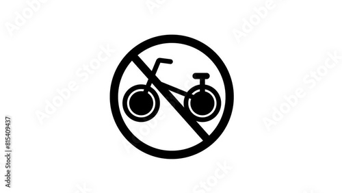 No bicycles warning sign. animation video.